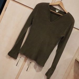 J. Crew 100% Cotton Olive Camo Green Sweater SZ L